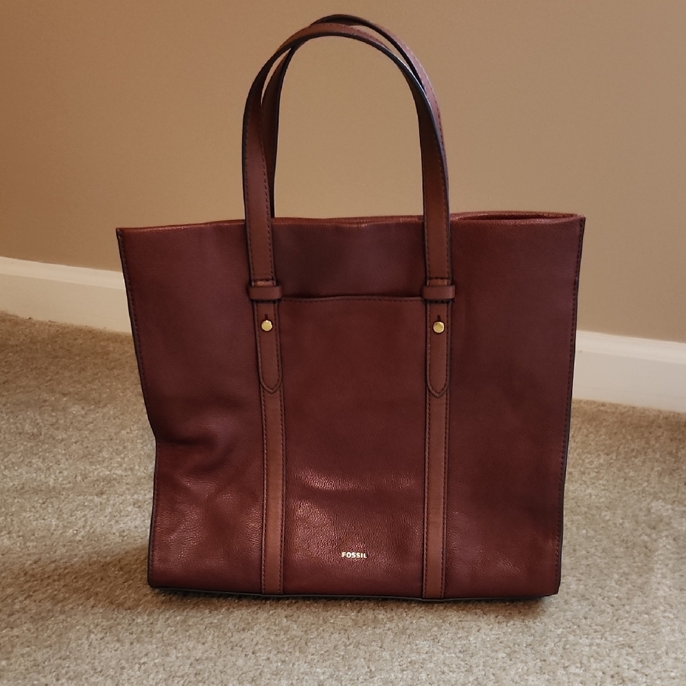 Fossil Brown Leather Tote